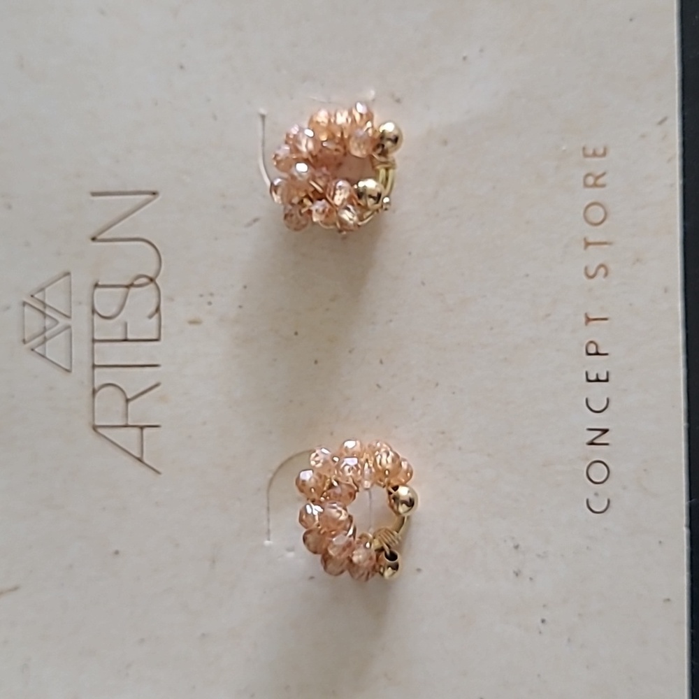Beautiful pierced, beaded earrings with gold accents, pierced